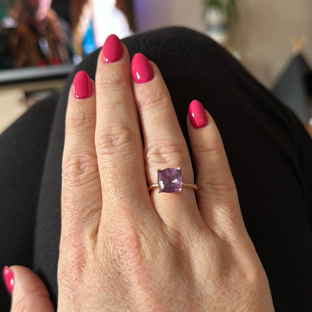 Amethyst rose gold setting size 8 I believe
